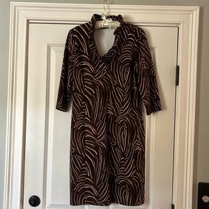 J. McLaughlin Animal Print with ruffle collar Size M